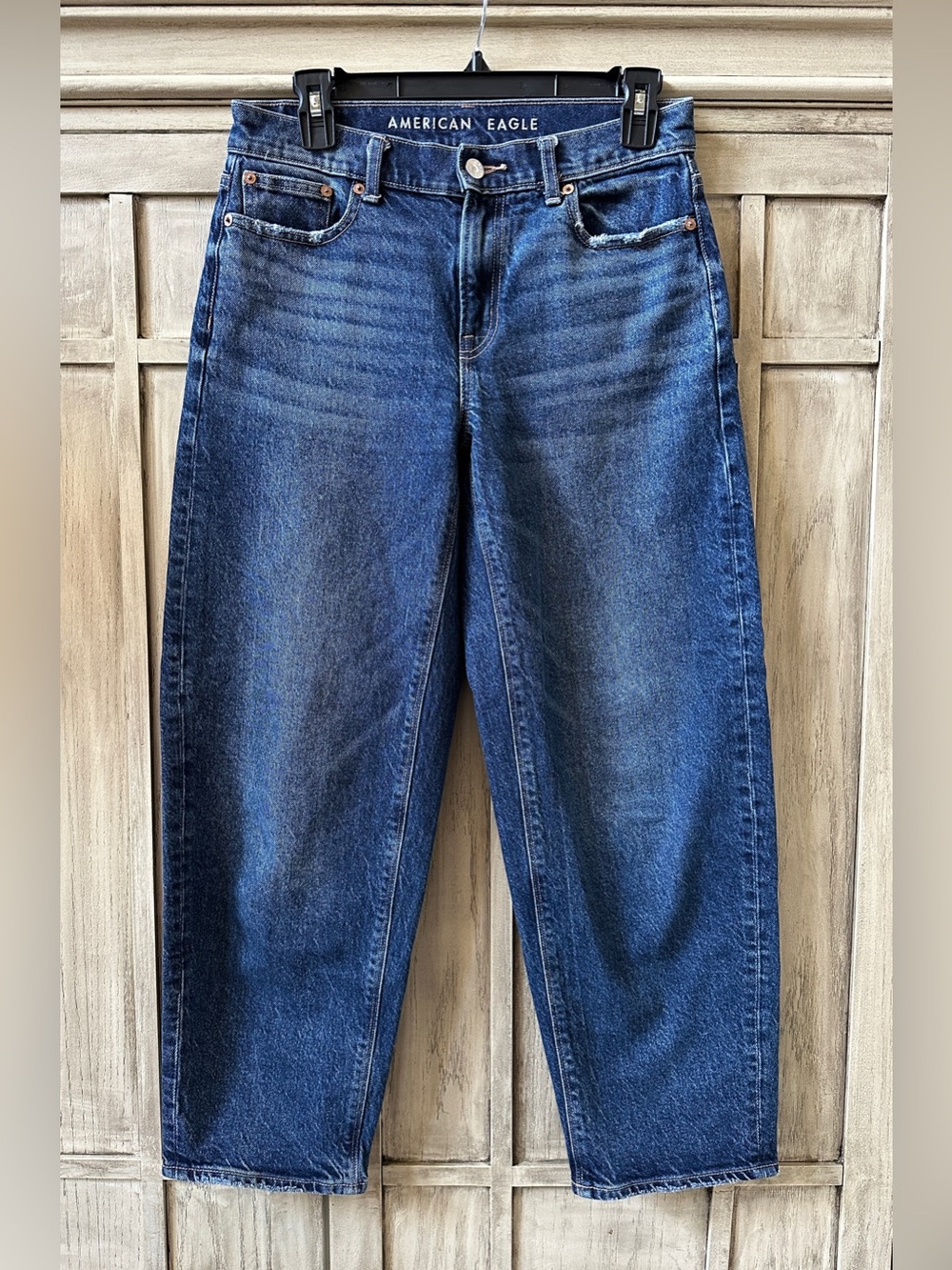 American Eagle Barrel Jeans Women's Dark Wash Size 0 Regular Denim Pants Perfect